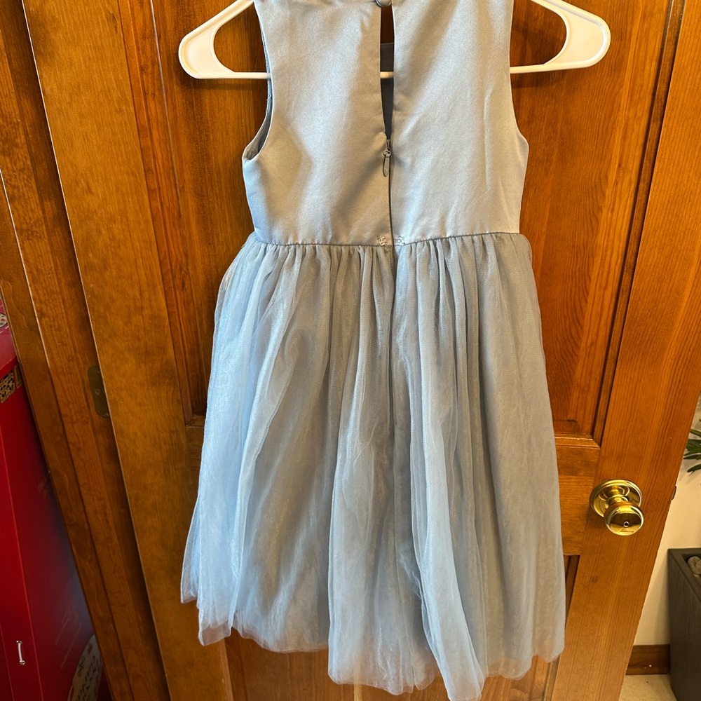 Azazie Kids Dress with Floral Embroidery - Blue - Picture 2 of 5